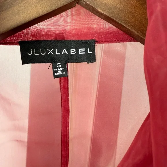 JLUXLABEL Sheer Red Trench Coat - Picture 2 of 2